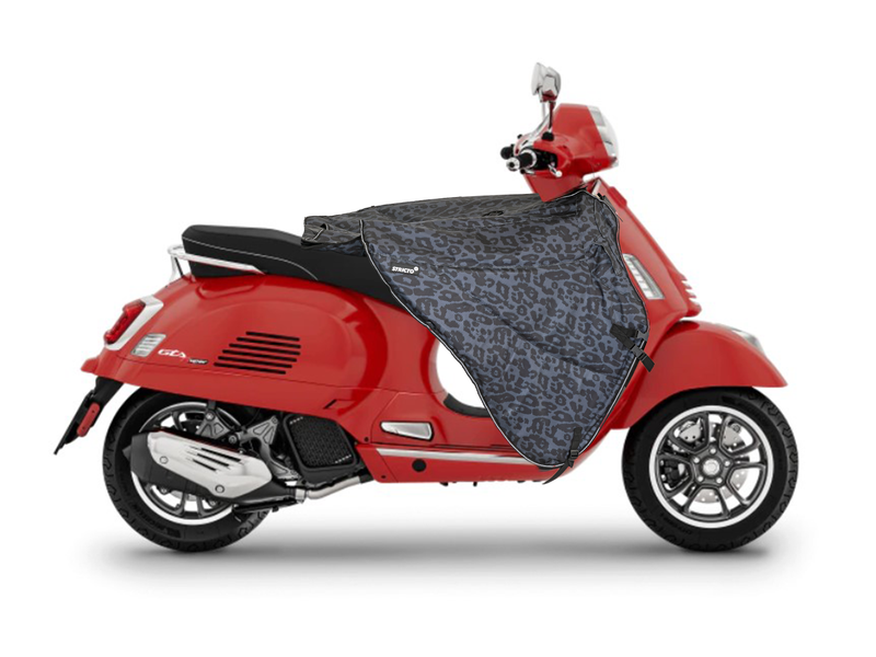 Leopard Grey - Stricto Premium Limited Vespa Beenkleed Luipaard design grijs/colorshift Elettrica, S, LX, LXV, Sprint, Primavera, GTS, GTV